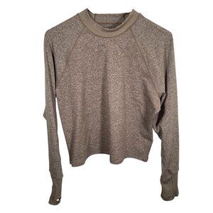 Athleta Softluxe Top Crop Mock Neck Womens XL Pyrite Dovetail L/S Thumb Hole